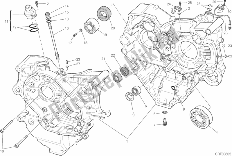 All parts for the Crankcase of the Ducati Superbike 848 EVO Corse SE 2012
